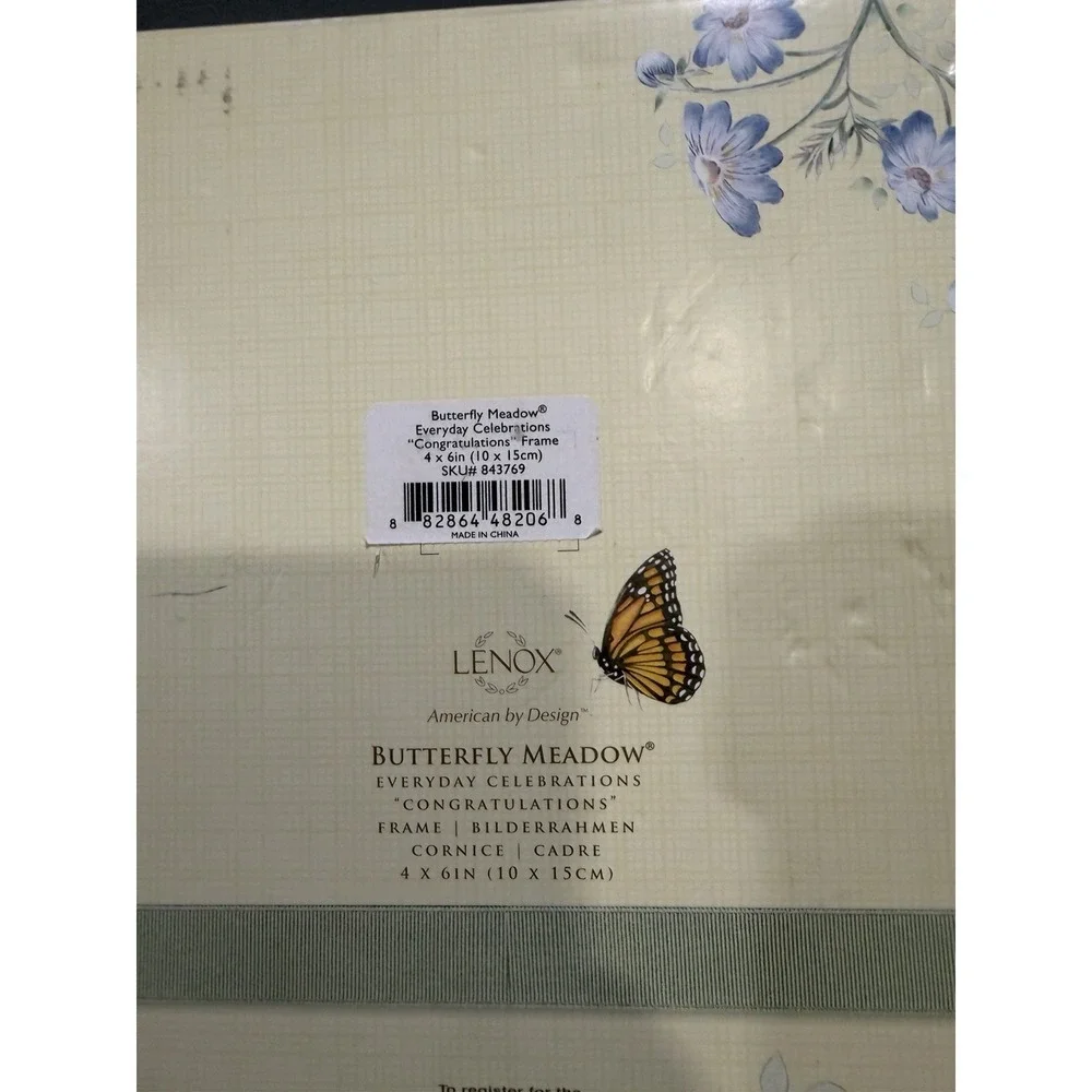 Lenox Butterfly Meadow Floral Photo Frame 5x7 Porcelain Open Box 9